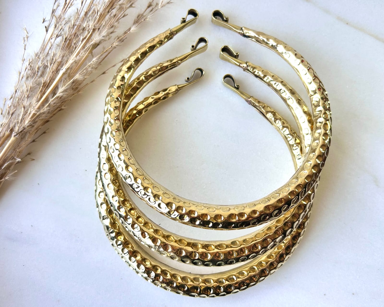 Hammered Dotted Brass Choker Set