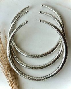 Moon Pebble Silver Tone Brass Choker Set