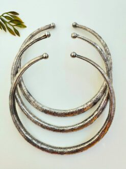 Tribal Pattern Silver Toned Brass Choker Set