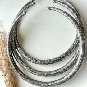 Celestial Pebble Silver Tone Brass Choker Set